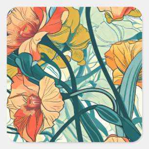 Adesivo Quadrado Art Nouveau Pattern