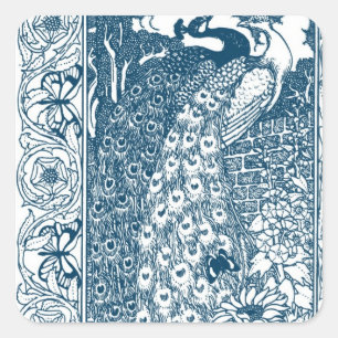 Adesivo Quadrado Art Nouveau Peacock