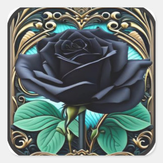 Adesivo Quadrado Art Nouveau Rosa Negra #1