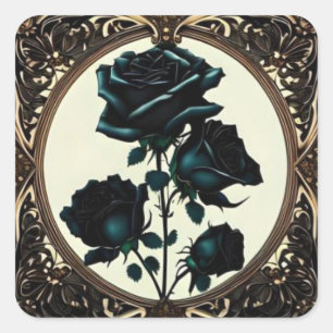 Adesivo Quadrado Art Nouveau Rosa Preto