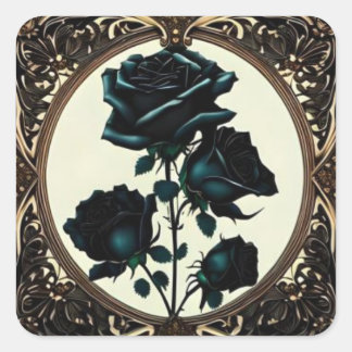 Adesivo Quadrado Art Nouveau Rosa Preto