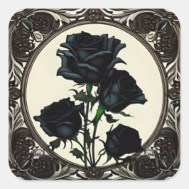 Adesivo Quadrado Art Nouveau Rosa preto nº 1