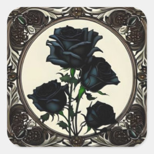 Adesivo Quadrado Art Nouveau Rosa preto nº 1