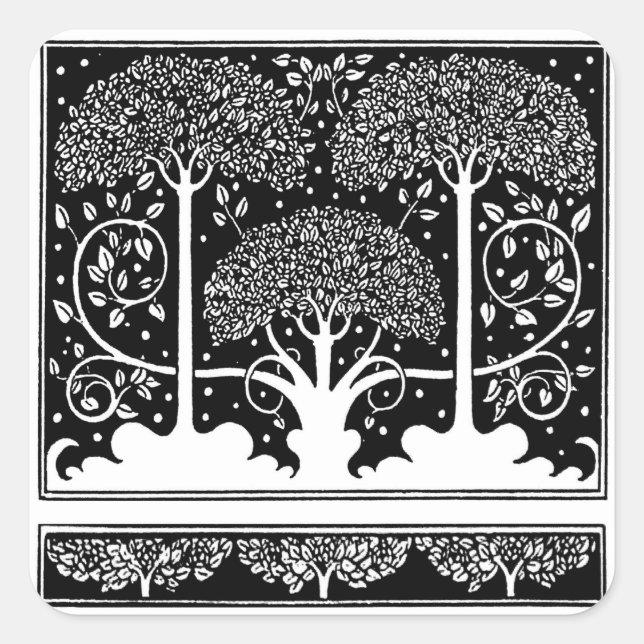 Adesivo Quadrado Art Nouveau Tree Beardsley Pattern (Frente)