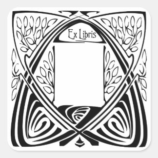 Adesivo Quadrado Art Nouveau Vintage Ex Libris Bookplate Labels