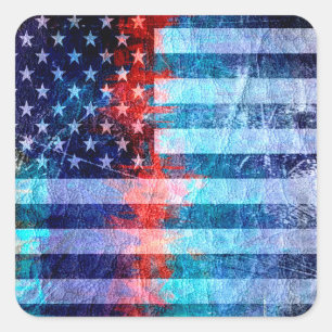 Adesivo Quadrado Arte #6 do Grunge da bandeira americana