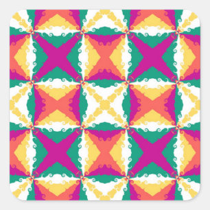 Adesivo Quadrado Arte abstracta retro do redemoinho colorido do art