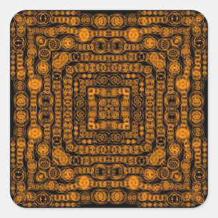 Adesivo Quadrado Arte abstracta retro Dourado dos quadrados do art