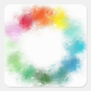 Adesivo Quadrado Arte abstrata colorida Rosa Vermelho Amarelo Laran