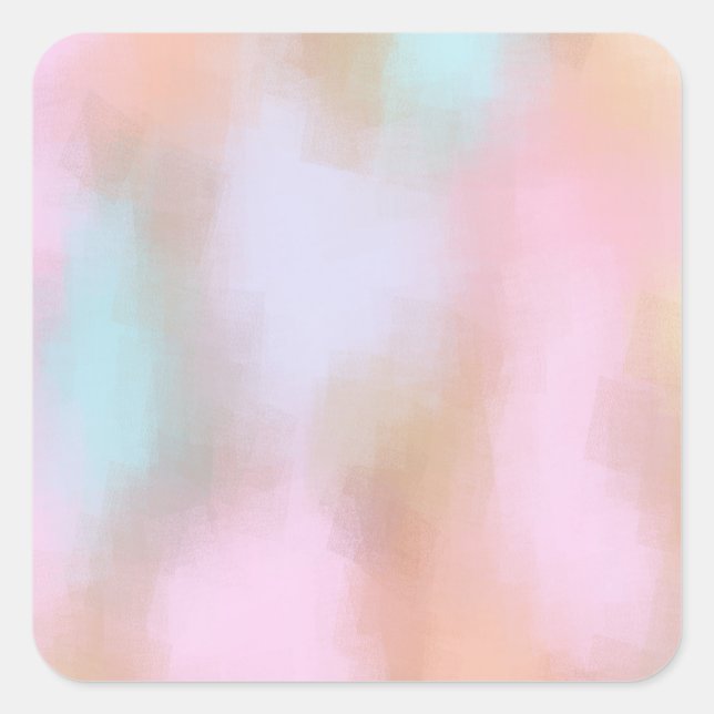 Adesivo Quadrado Arte abstrata cores pastéis Vermelho Amarelo Laran (Frente)