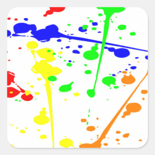 Adesivo Quadrado Arte abstrata de respingo de tinta colorida