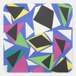 Adesivo Quadrado Arte Abstrata Geométrica Azul Recortada de Matisse