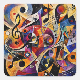 Adesivo Quadrado Arte Abstrata Musical Estilo Kandinsky