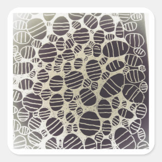 Adesivo Quadrado Arte abstrata redonda em preto e branco