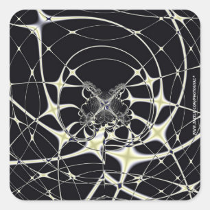 Adesivo Quadrado Arte Abstrata Teia de Aranha Dourada