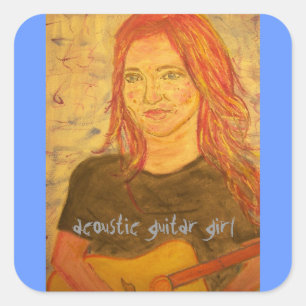 Adesivo Quadrado arte acústica da menina