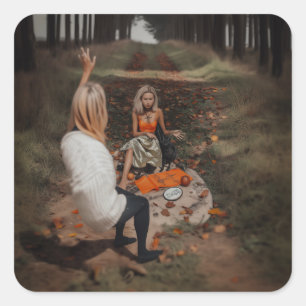 Adesivo Quadrado Arte AI oculta no oculto médio das testemunhas psí