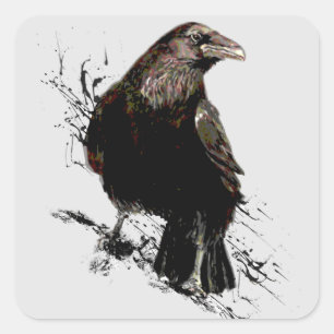 Adesivo Quadrado Arte Animal Raven