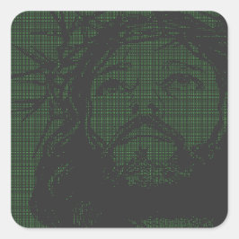 Adesivo Quadrado Arte ASCII Jesus Coroa de Espinhos João 19:30