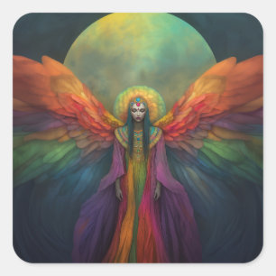 Adesivo Quadrado Arte Celestial Rainbow Goddese Angel Spirit