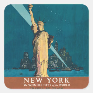 Adesivo Quadrado Arte da Estátua da Liberdade da Cidade Maravilhosa