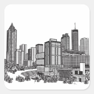 Adesivo Quadrado Arte da skyline de Atlanta Geórgia