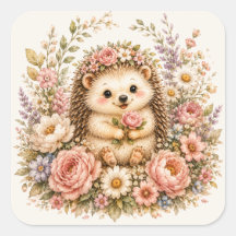 Arte de Aquarela doouriço Floral