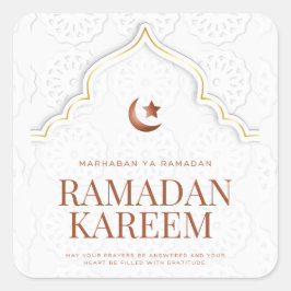 Adesivo Quadrado Arte de Arco Islâmico Ramadan Kareem