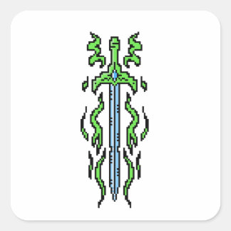 Adesivo Quadrado Arte de Arma Fantasia Espada Longa Chama Floral