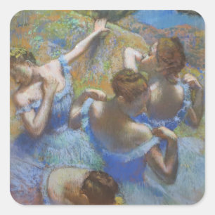 Adesivo Quadrado Arte de Bailarinas Azuis Vintage de Edgar Degas
