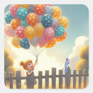 Adesivo Quadrado Arte de balões brancos/fofinhos