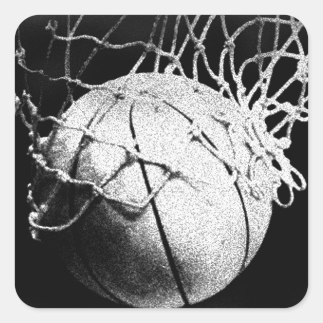 Adesivo Quadrado Arte de Basquete Negra (Frente)