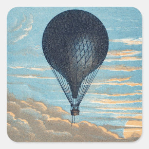 Adesivo Quadrado Arte de Berçário com Balão de Ar Quente Antigo no 