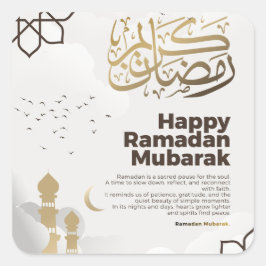 Adesivo Quadrado Arte de Caligrafia Dourada Ramadan Mubarak