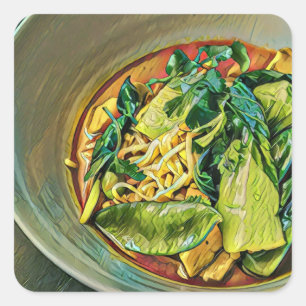 Adesivo Quadrado Arte de Comida Japonesa