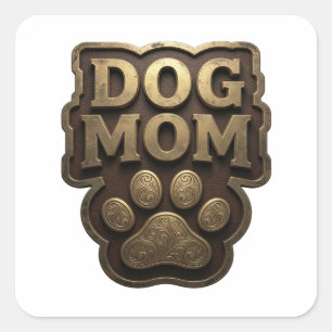 Adesivo Quadrado Arte de decalque de DOG MOM em Ouro Vibrante