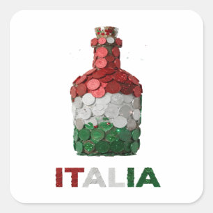 Adesivo Quadrado Arte de decalque ITALIA Prata na Moda