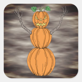 Adesivo Quadrado Arte de Halloween do Homem Abóbora
