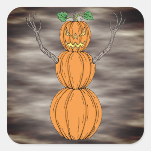 Adesivo Quadrado Arte de Halloween do Homem Abóbora