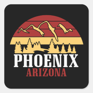 Adesivo Quadrado Arte de Impressão do Horizonte de Phoenix Arizona