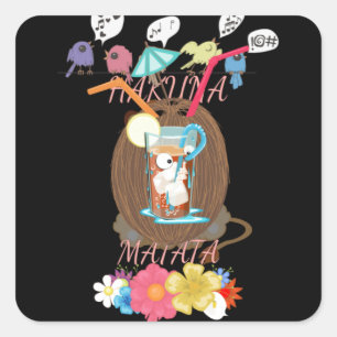 Adesivo Quadrado Arte de Limonada de Coco e Limonada da Natureza Tr