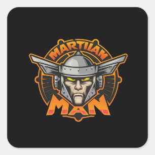 Adesivo Quadrado Arte de Logo Futurista Homem Marciano