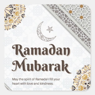 Adesivo Quadrado Arte de Mandala do Crescente de Ramadan Mubarak