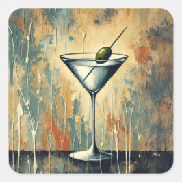 Adesivo Quadrado Arte de Martini em Mídia Mista do Meio do Século