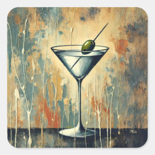Adesivo Quadrado Arte de Martini em Mídia Mista do Meio do Século