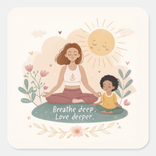 Adesivo Quadrado Arte de Meditação Mãe Filho Caprichoso
