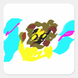Adesivo Quadrado Arte de onda de leão
