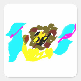 Adesivo Quadrado Arte de onda de leão