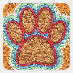 Adesivo Quadrado Arte de Pata de Cães com Poli Baixa