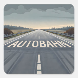 Adesivo Quadrado Arte de Perspectiva de Estrada Infinita da Autobah